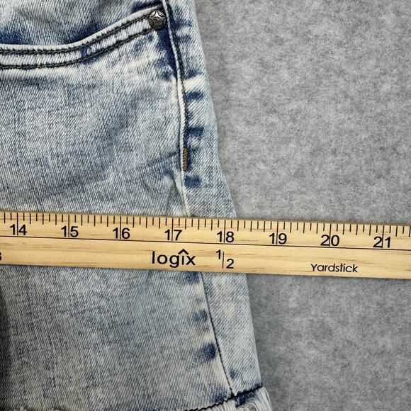 STS Blue Denim Cut-Off Shorts Junior WMNS 9 Light Acid Wash Frayed Hem Stretch - Picture 8 of 10
